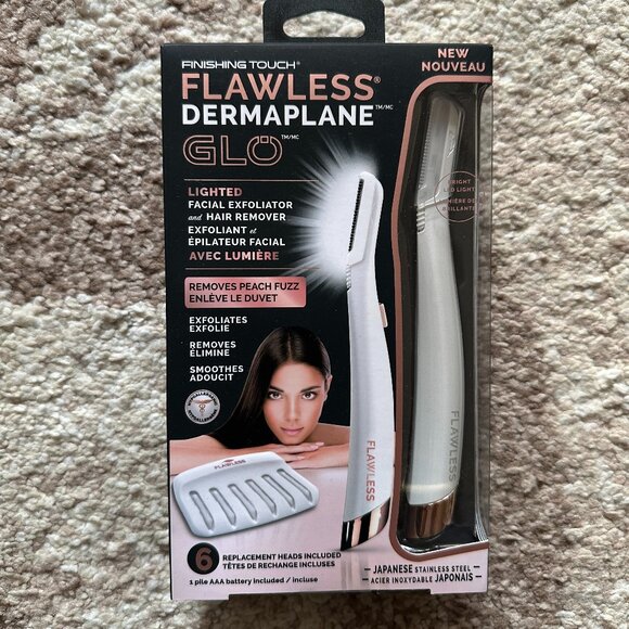 Finishing Touch Flawless: Dermaplane Glo Facial Exfoliator & Hair Remover - NEW - Picture 1 of 6